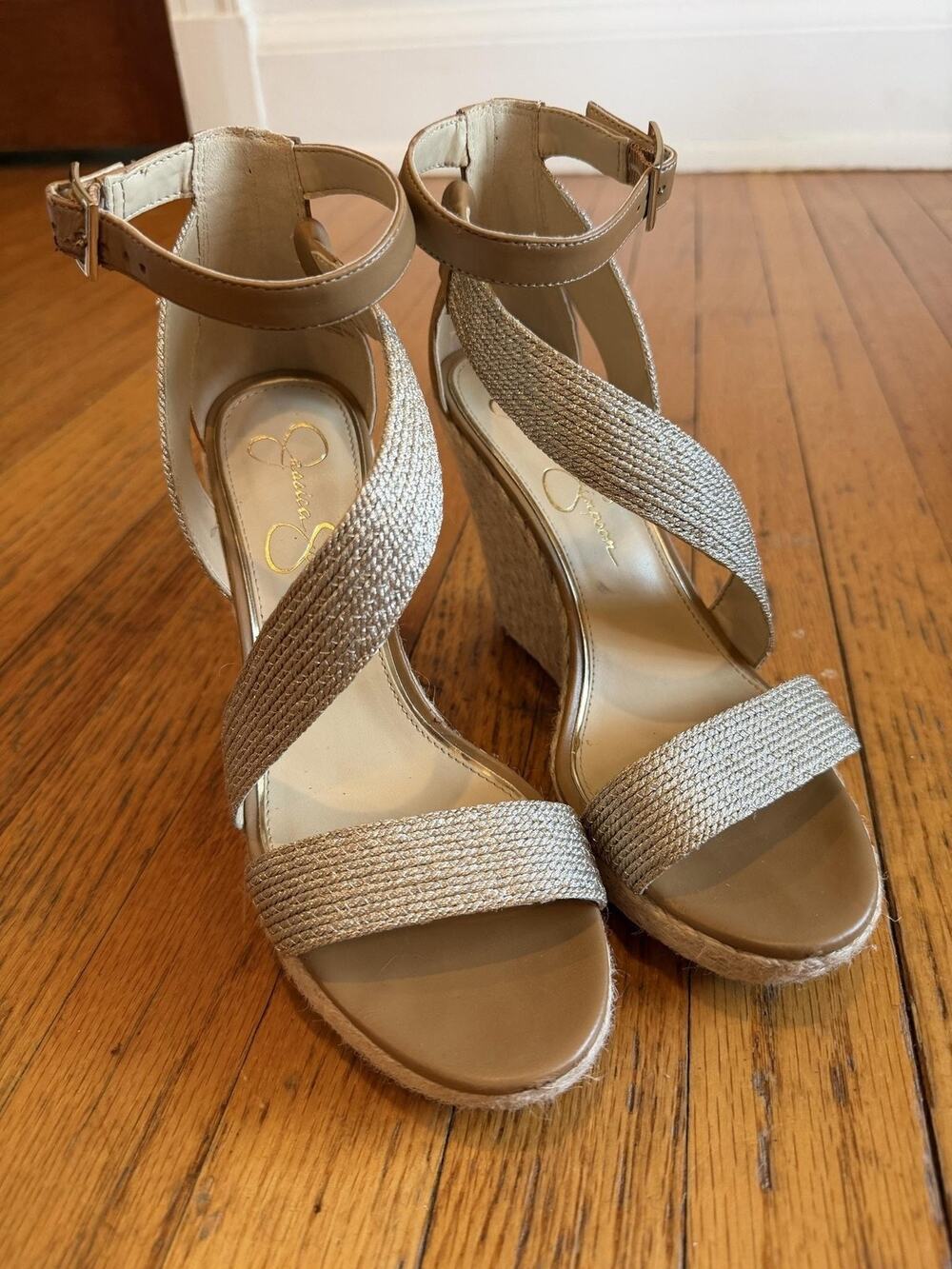 Jessica Simpson Shoes Sandals Womens Size 9 Beige Espadrille Wedge JP-JOSEPPA2